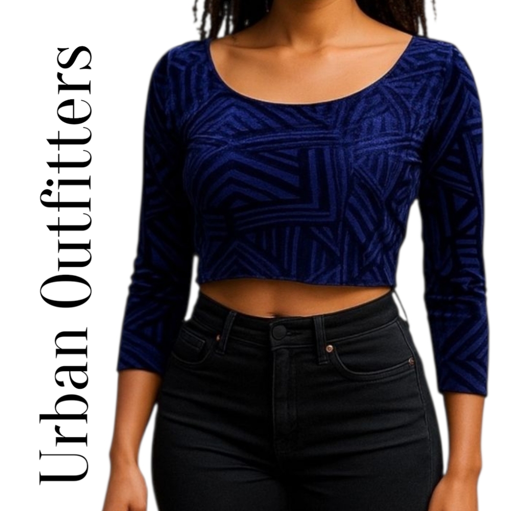 Royal Blue Velvety Crop Top